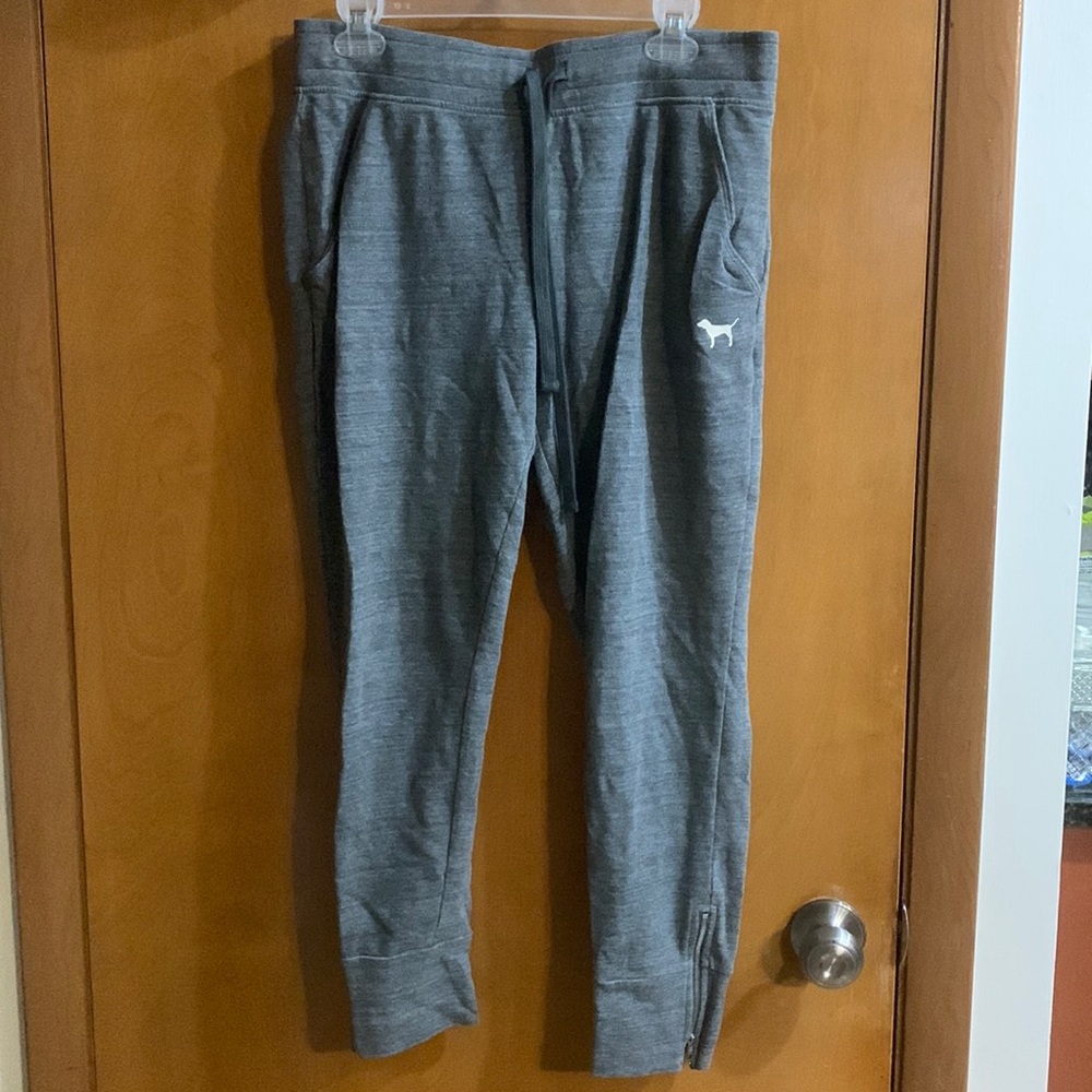 Victoria secret pink joggers with zippers on ankles